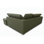 Divano letto angolare con penisola destra e pouf contenitore verde oliva Fiona