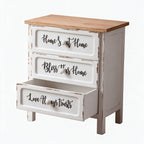 Mobile multiuso shabby chic 3 cassetti colore bianco e top overe H 70 cm Breslavia