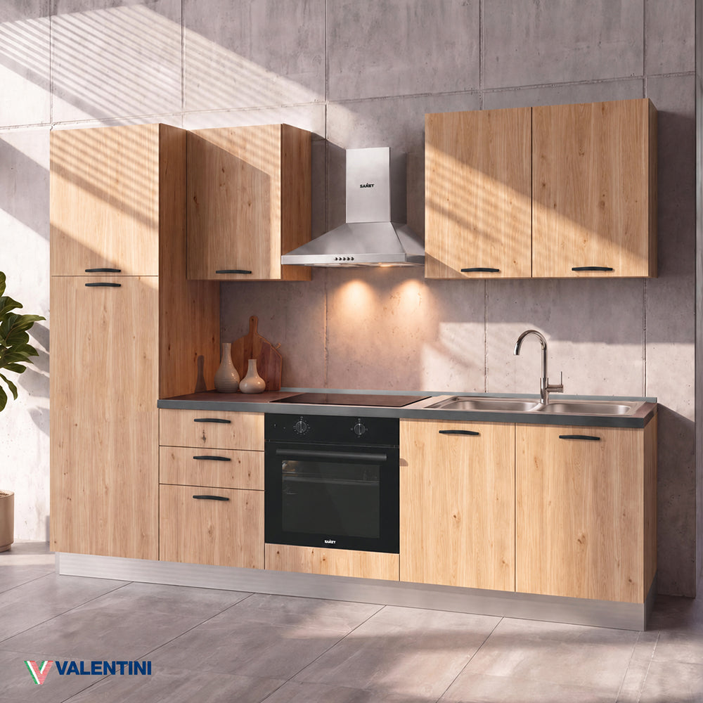 Cucina completa con elettrodomestici e piano a induzione colore rovere lis Asti255 Industrie Valentini