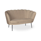 Divano a conchiglia due posti velluto nocciola gambe oro 135x75H cm - Orel