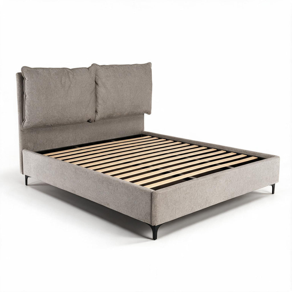 Letto matrimoniale con contenitore in tessuto tortora Vogue