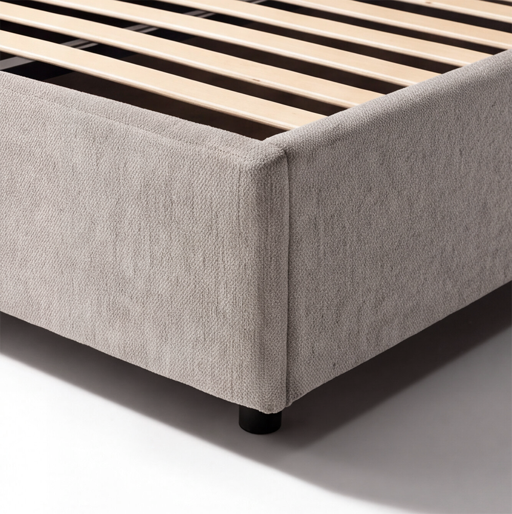 Letto una piazza e mezza contenitore in tessuto Aragon tortora 120x190 Sofaback