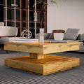 Tavolino da salotto con doppio piano quadrato girevole in rovere wotan 67x67 cm Monolith