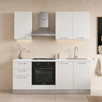 Cucina completa con elettrodomestici colore bianco poro Taurusnew 195 cm Industrie Valentini