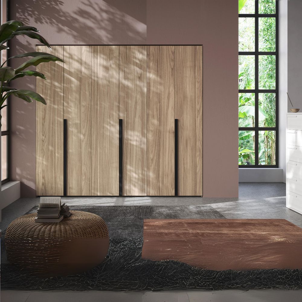 Armadio con 6 ante battenti colore noce america 276x250H cm - Coco