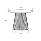 Tavolo rotondo con base cannettata a listelli in legno naturale 100 cm Garle81A