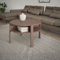 Tavolino da salotto rotondo 74 cm con ripiano inferiore colore terracotta Aura