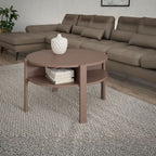 Tavolino da salotto rotondo 74 cm con ripiano inferiore colore terracotta Aura