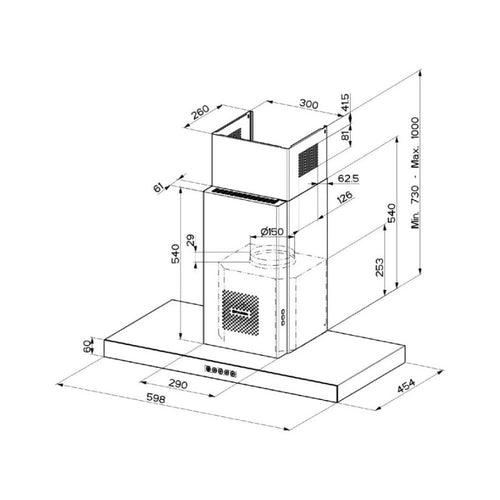 Cappa aspirante a parete Air Hub Stilo Glass Comfort 60 cm classe A+ inox e vetro nero Faber