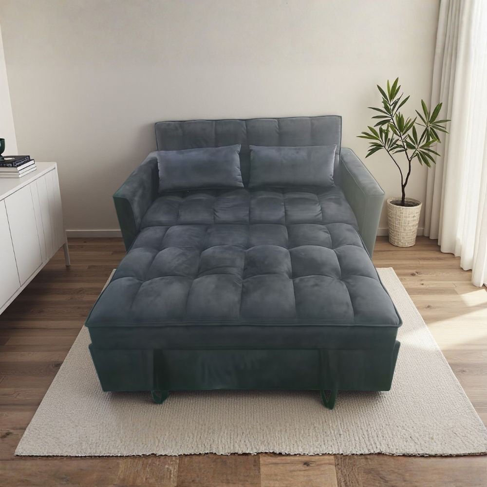 Divano 2 posti con letto estraibile colore nero 135x93x78H Eiri