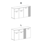 Madia con 4 ante, 1 cassetto e dettaglio listellato reversibile antracite e rovere evoque Esteban874