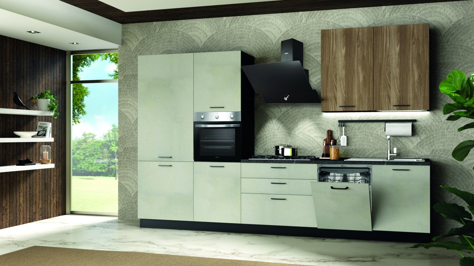 Cuisine complète avec appareils électroménagers inclus version droite 345 cm - Micol