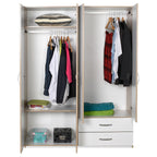 Armoire 120x170h cm avec 4 portes et 2 tiroirs coloris blanc