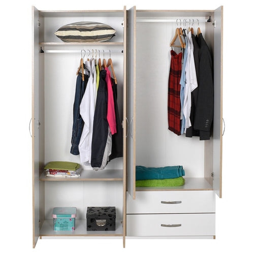 Armadio 120x170h cm con 4 ante e 2 cassetti colore bianco