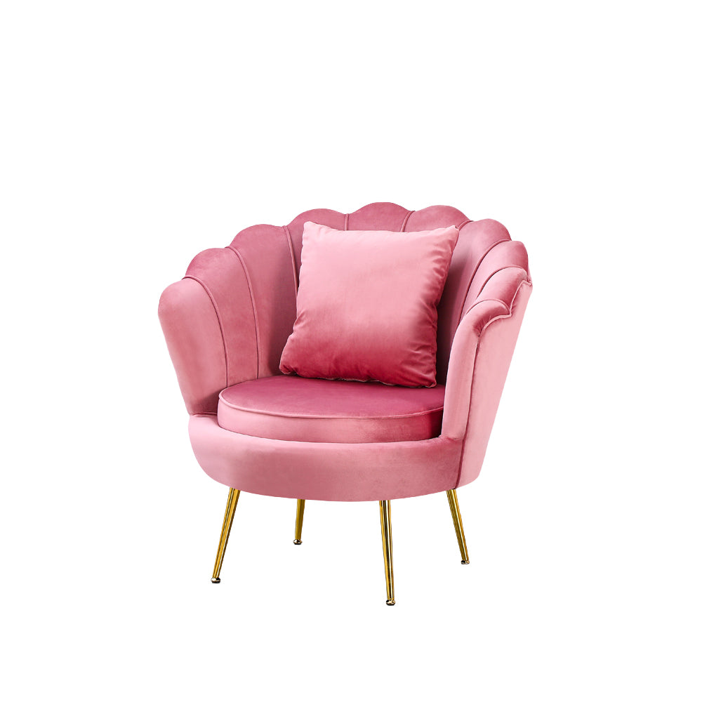 Poltrona a conchiglia in velluto rosa Orel