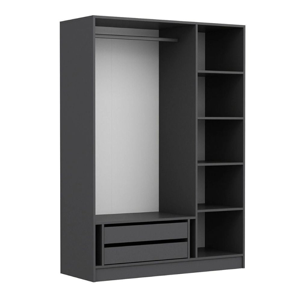 Armadio 3 ante battenti effetto cannettato antracite 135x52x210H Kale
