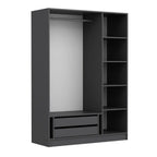 Armadio 3 ante battenti effetto cannettato antracite 135x52x210H Kale