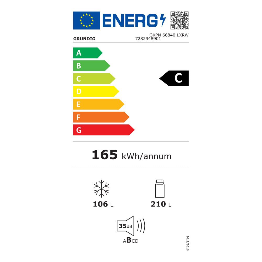 Réfrigérateur congélateur pose libre total no frost 324l couleur dark inox - Grundig GKPN66840LXRW
