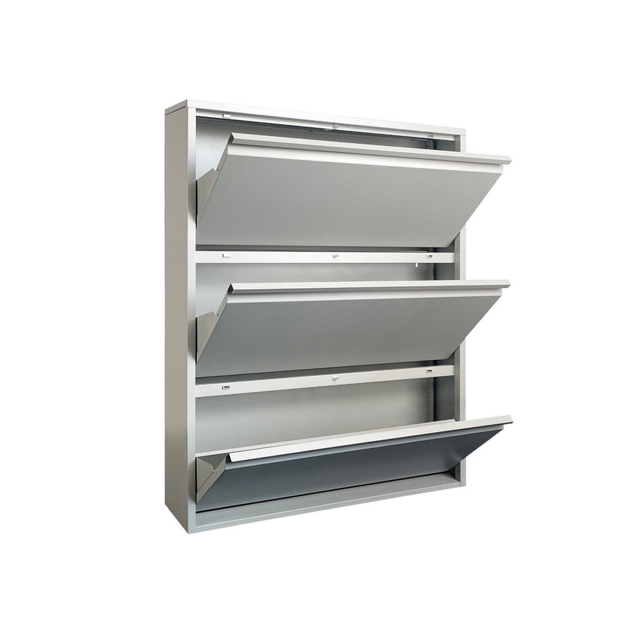 Scarpiera in metallo 3 ante colore grigio 80x14x103.2 cm Slim Emy