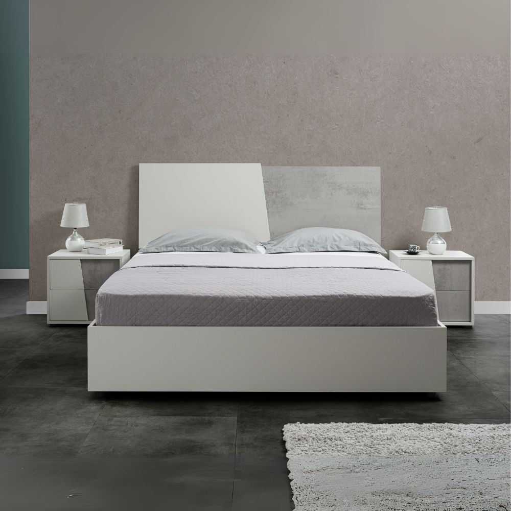 Camera da letto completa con armadio colori grigio ghiaccio e ossido grigio scuro - Fadri
