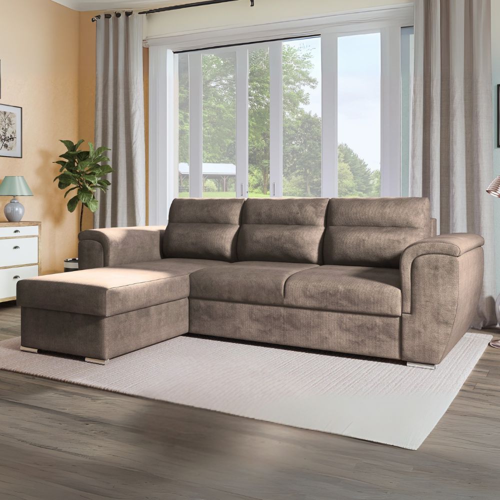 Divano con letto estraibile e penisola reversibile colore cappuccino 273 cm - Jorell
