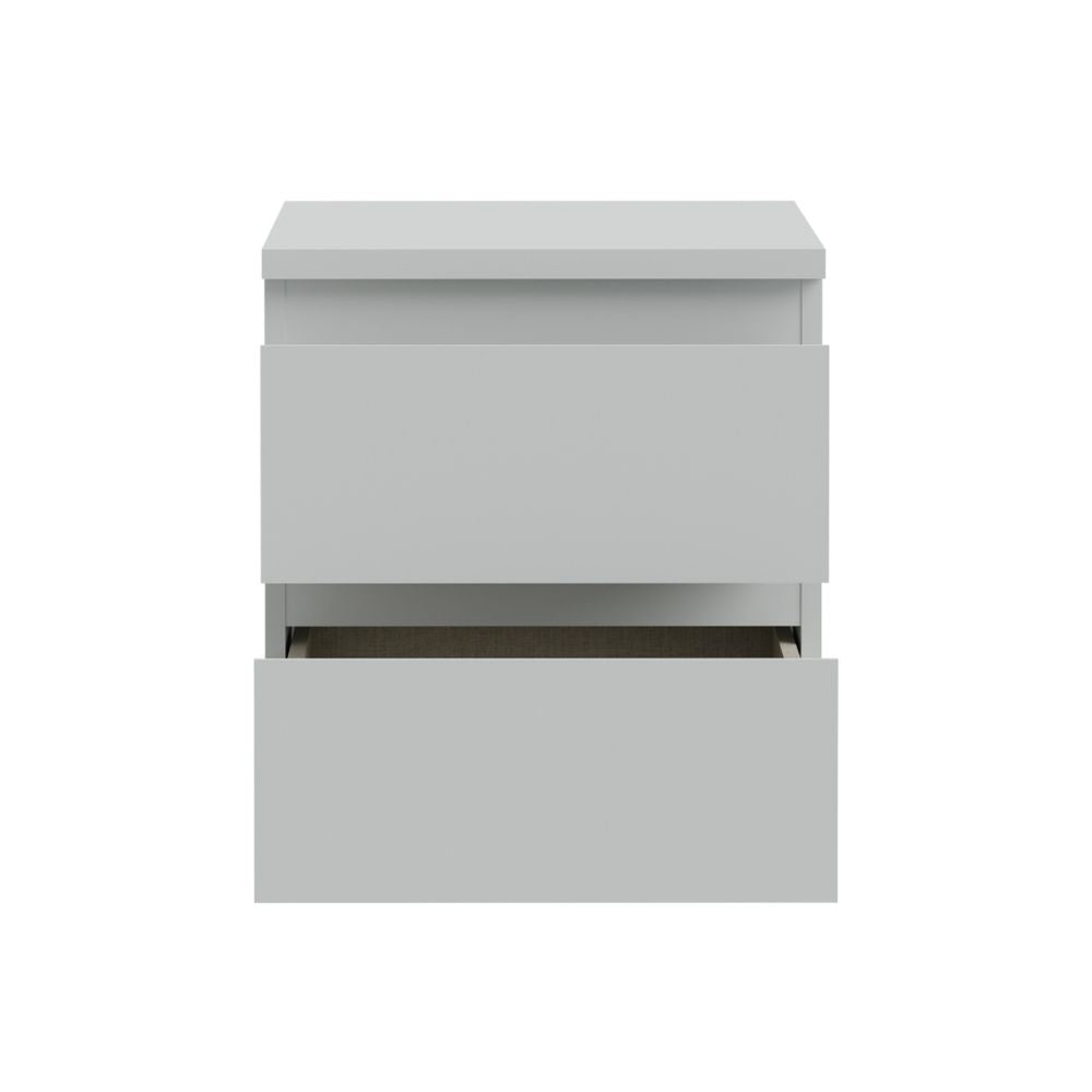 Chevet 2 tiroirs couleur gris glace 41.8x32.2x49.3H Morgan