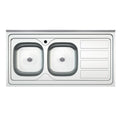Lavello cucina da appoggio due vasche con gocciolatoio destro 120x60 cm - Samet SA46DX