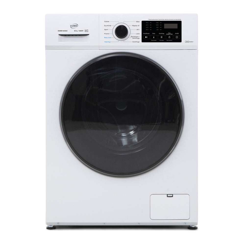 Lavatrice 9 kg 1400 giri Inverter BLDC Weight Sensing bianco classe A Daya DSW91425A3