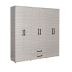Kleiderschrank mit 6 Türen und 2 Schubladen, Eichefarben, 200x180H cm - GRD4262023