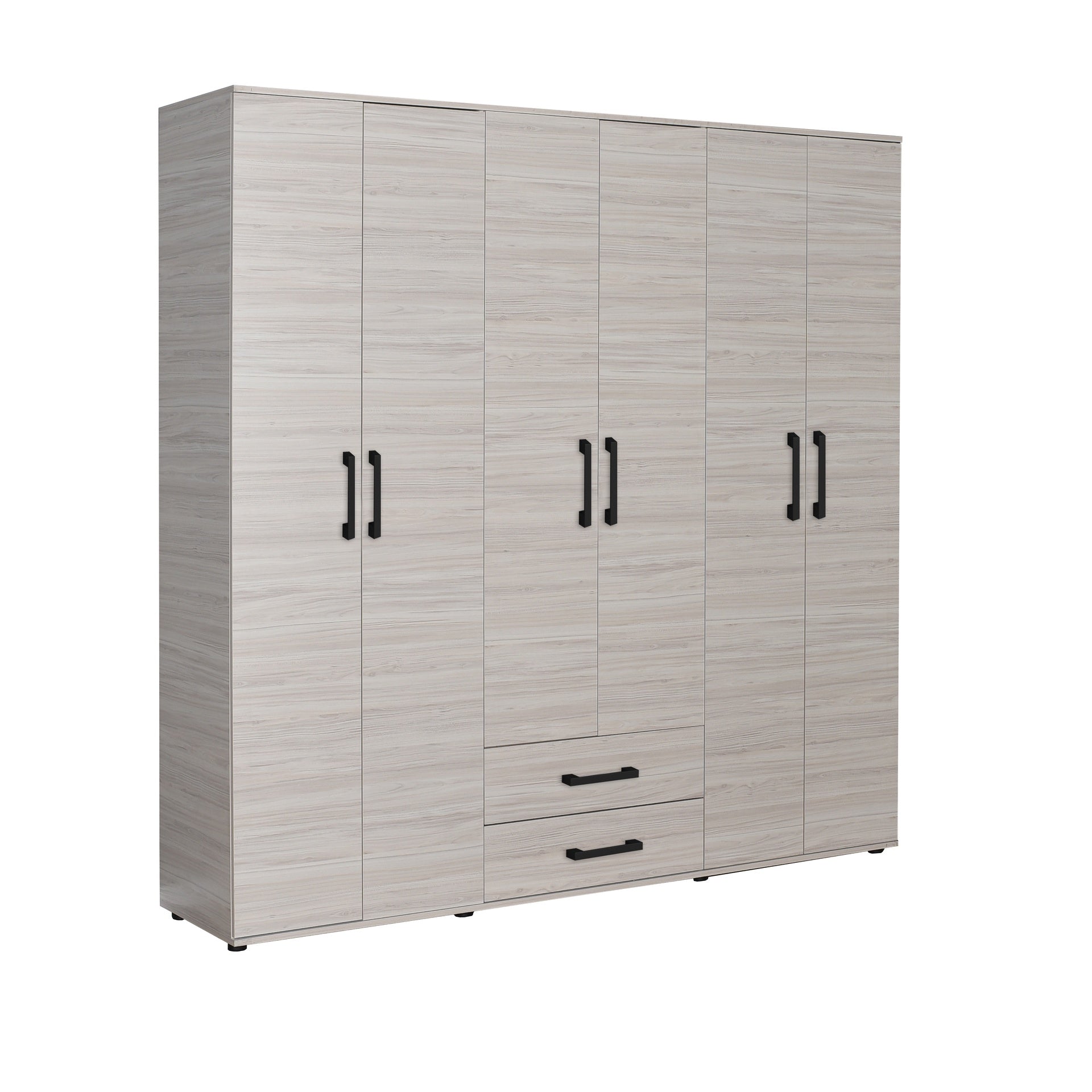 Armadio con 6 ante e 2 cassetti colore rovere 200x180H cm - GRD4262023