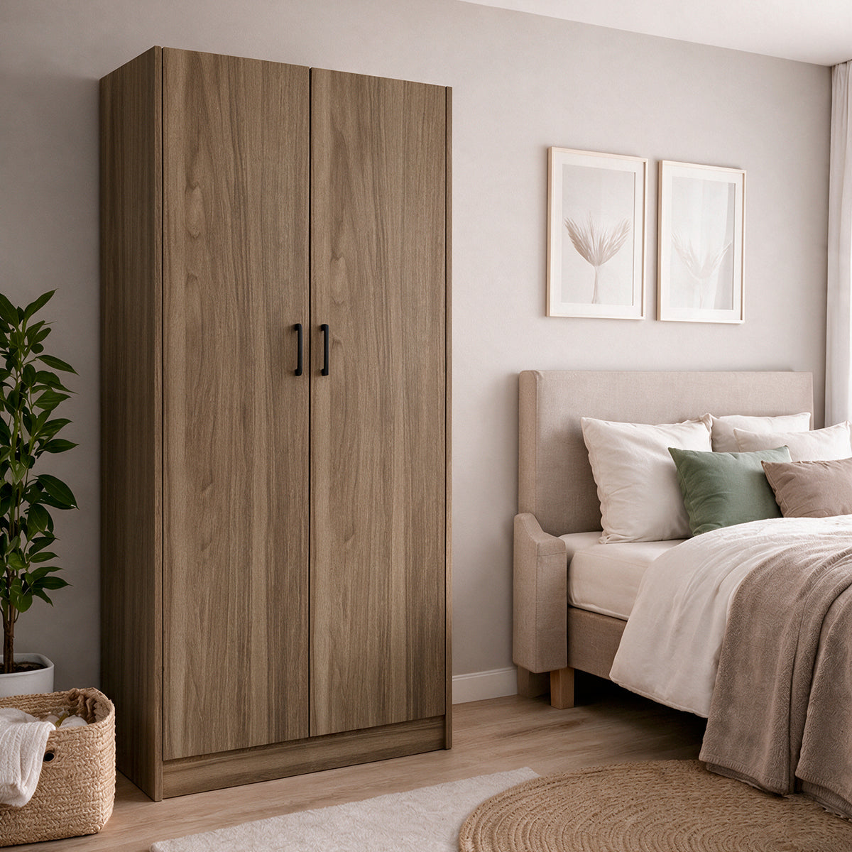 Armadio con due ante colore noce naturale 91x52x210H cm - ARM290