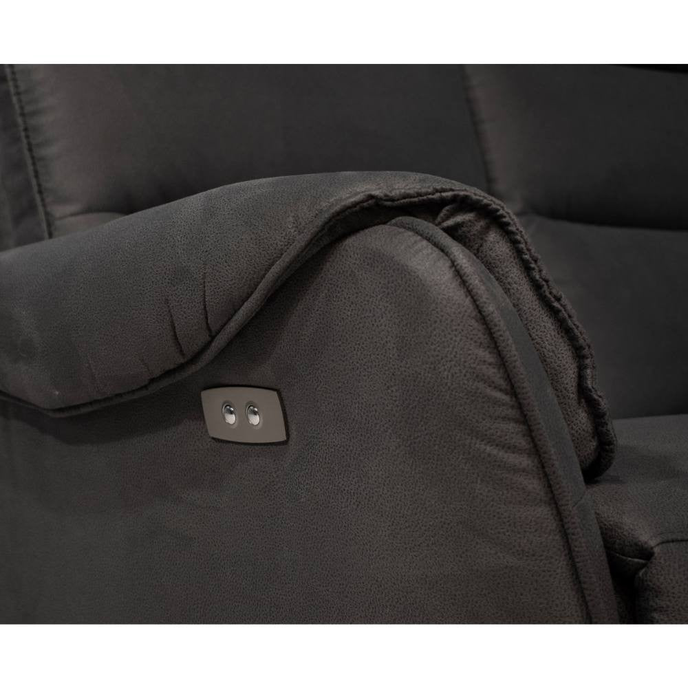 2-Sitzer-Sofa mit 2 elektrischen Relaxfunktionen in Nubuk-Optik Grau – Thun