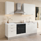 Cucina completa con elettrodomestici e piano induzione colore bianco poro Taurusnew 195 cm Industrie Valentini