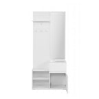 Meuble d'entrée 85x195h cm avec miroir et porte-manteaux couleur blanc - Image