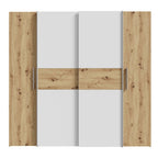 Armadio 4 ante rovere e bianco con ante scorrevoli e battenti 200x61x190H Teodoro