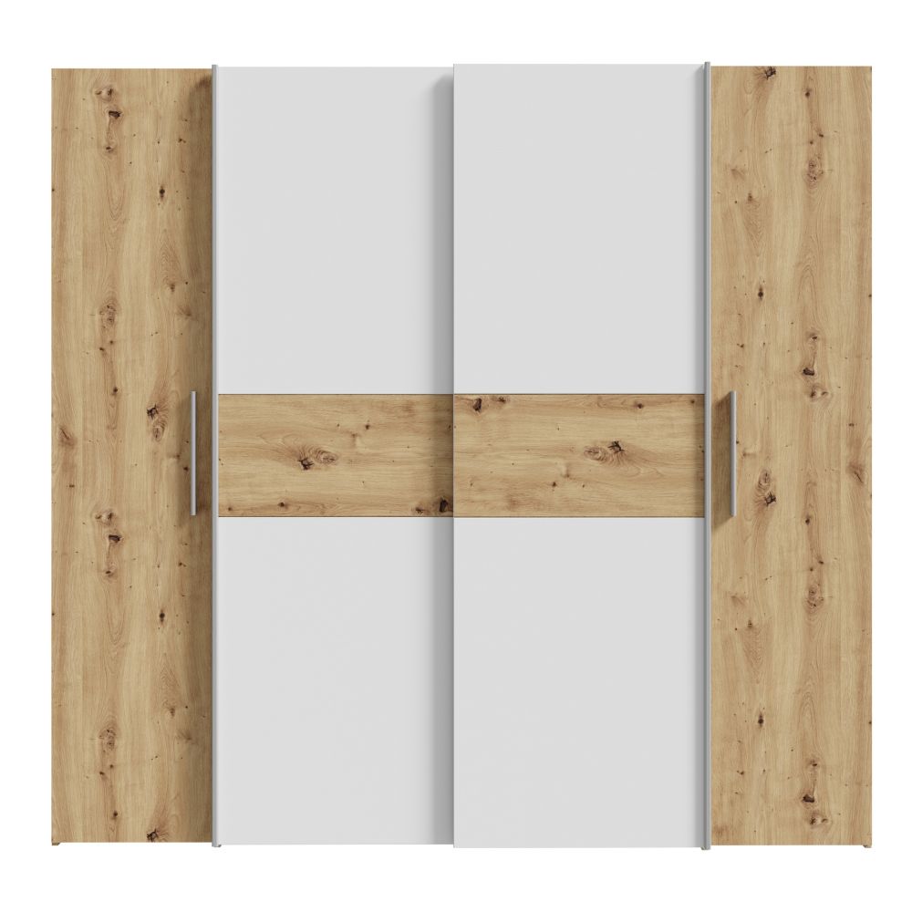 Armadio 4 ante rovere e bianco con ante scorrevoli e battenti 200x61x190H Teodoro