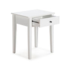 Table de chevet en bois massif avec tiroir couleur blanc 46x55H cm - Bart