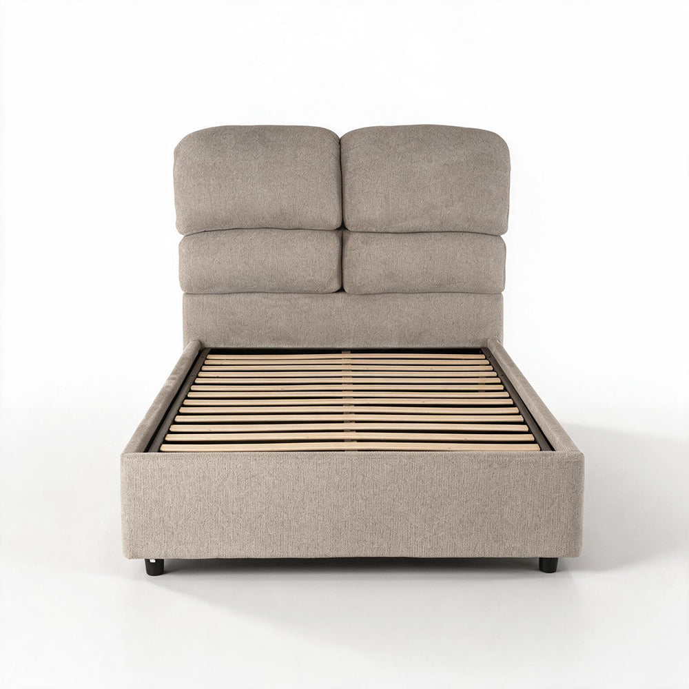 Letto una piazza e mezza contenitore in tessuto Aragon tortora 120x190 Sofaback