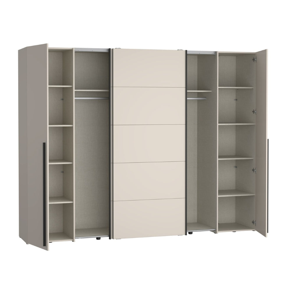 Armadio 2 ante scorrevoli e 2 battenti cashmere 270x61x210 Callia
