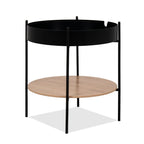 Tavolino tondo multifunzionale con vano contenitore artisan rovere e nero Ø 49,5 cm Trelleborg88B