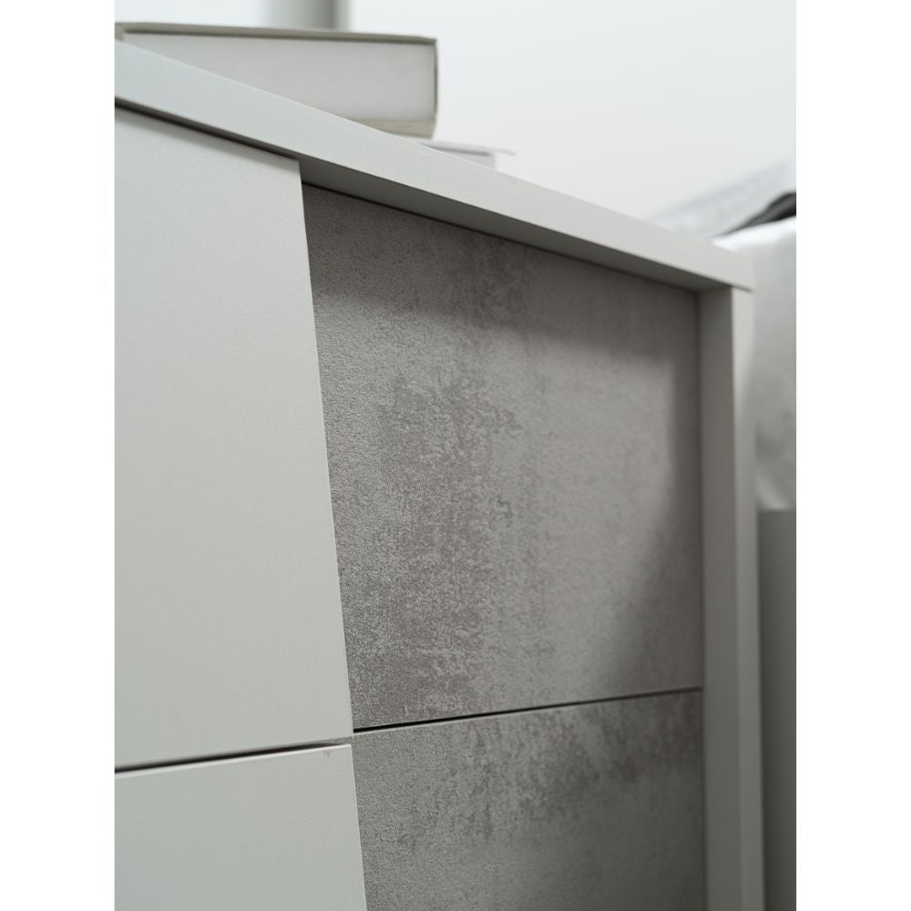 Camera da letto completa con armadio colori grigio ghiaccio e ossido grigio scuro - Fadri