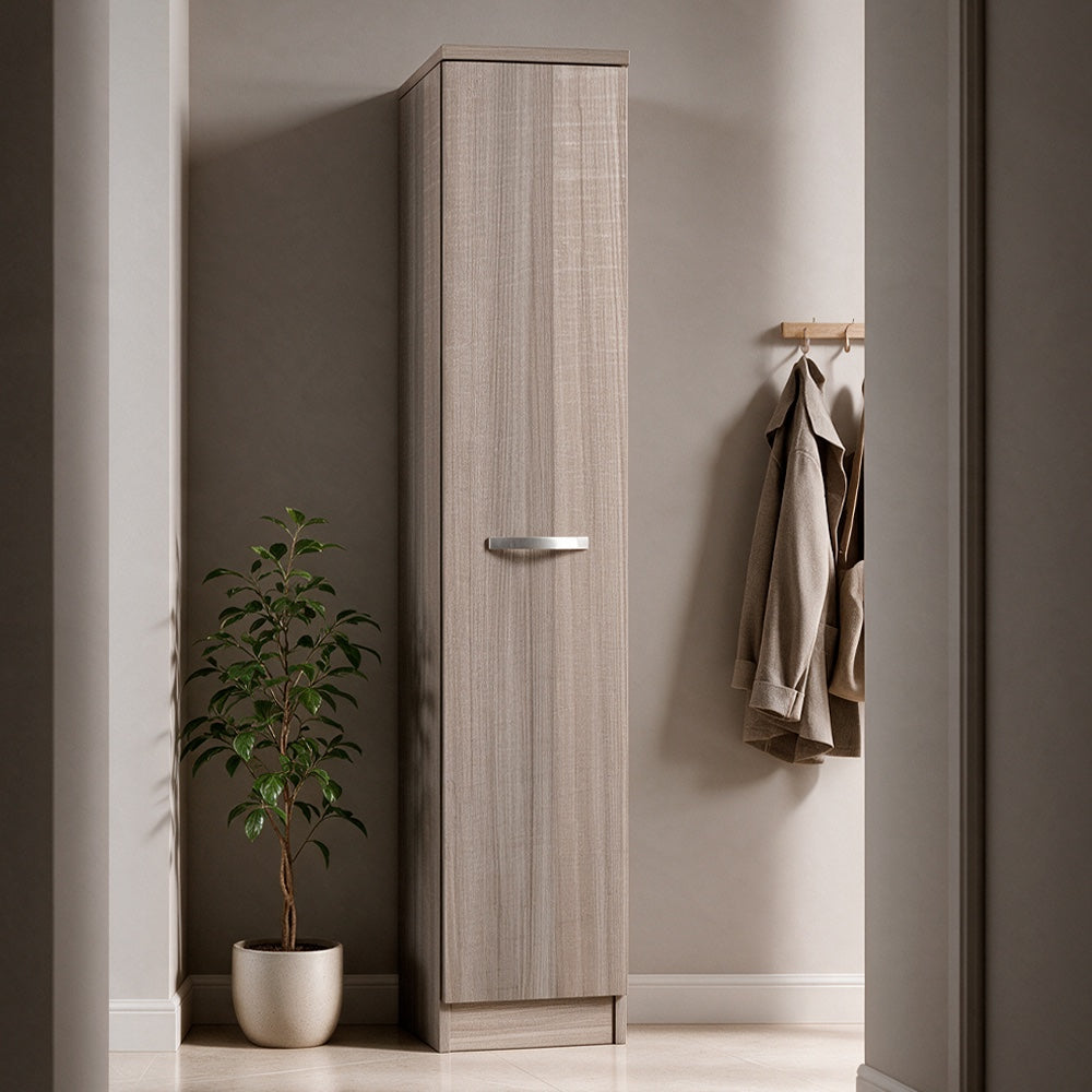 Schuhschrank mit Tür und Einlegeböden, Farbe Ulme, 36x182H cm - Gabriella