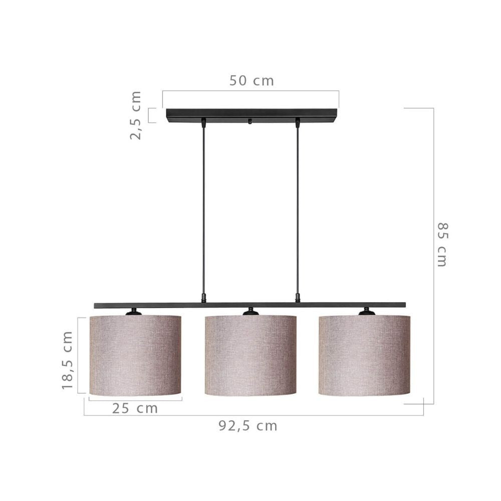 Suspension 80cm avec abat-jour tissu beige - Medusa