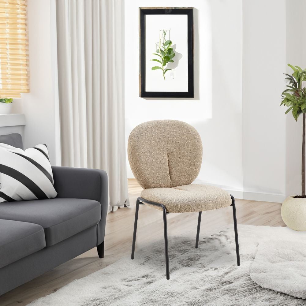Lot de 2 chaises de salle à manger revêtues de tissu beige 53x94h cm - Sirio