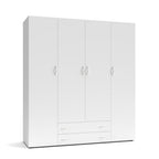 Armoire 4 portes et 2 tiroirs couleur blanc 160x177H cm - Seba 4