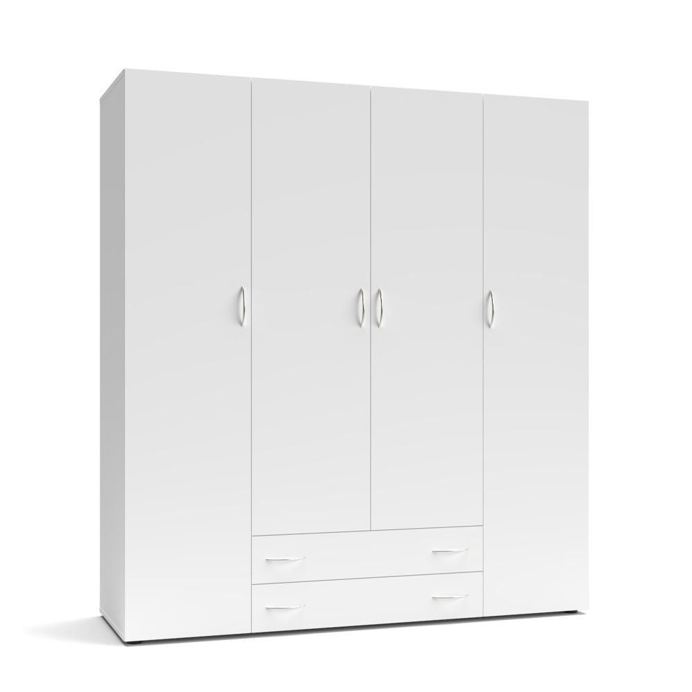 Armadio con 4 ante e 2 cassetti colore bianco 160x177H cm - Seba 4