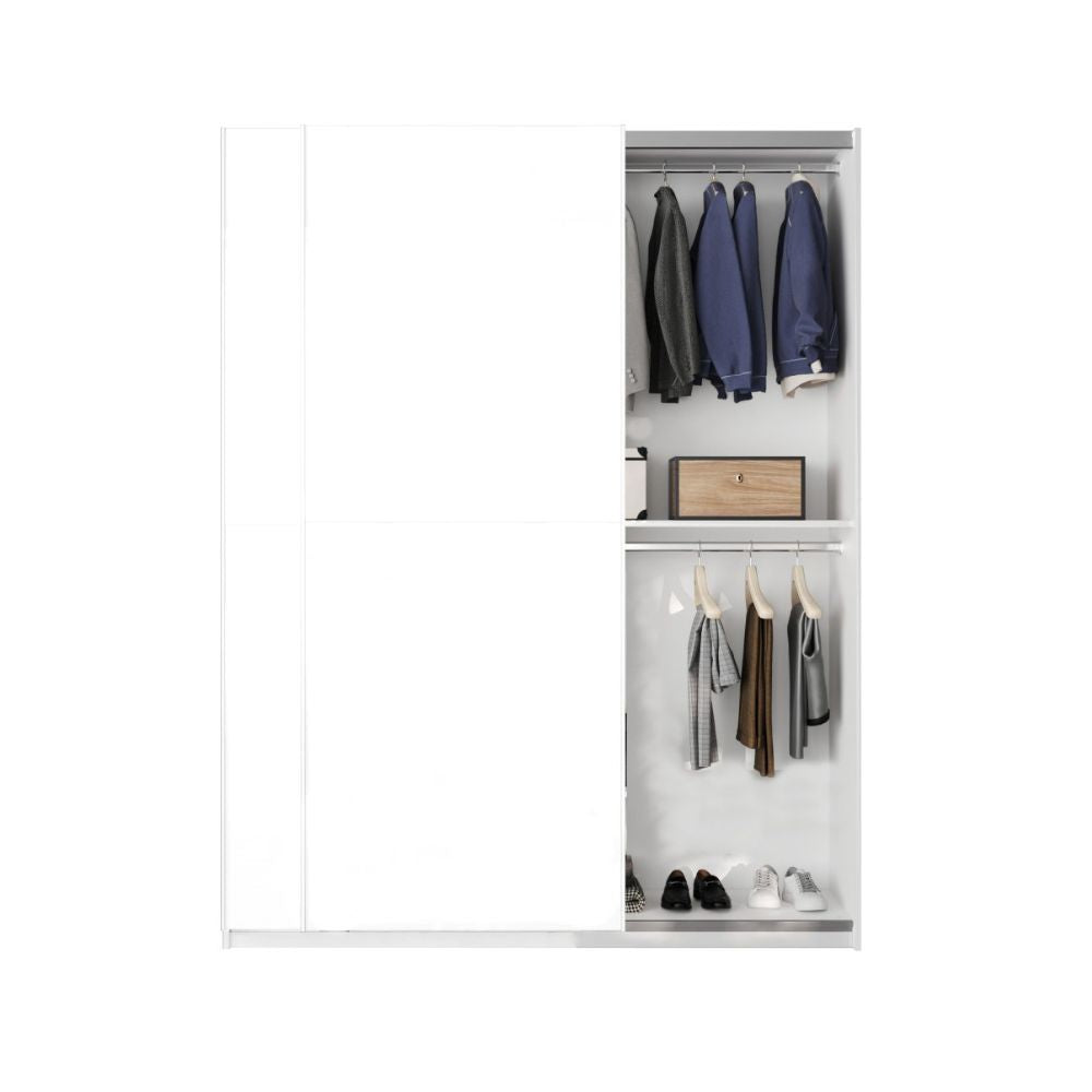 Kleiderschrank, zwei Schiebetüren, mattweiß Swing - 180x55x230H
