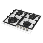 Table de cuisson à gaz en verre blanc 4 feux 60 cm - Dafne60