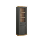 PNTV711-Q243 VITRINE DUNKELGRAU UND EICHE MIT 2 TÜREN UND EINER SCHUBLADE