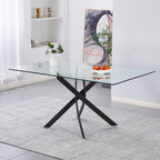 Tavolo 160×90 cm in vetro temperato con gambe incrociate nere Peyton